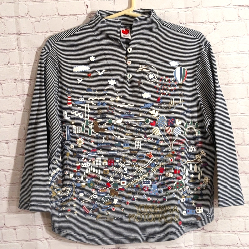 ARIS Motomachi Yokohama Graphic City Top Women's Small Rare!